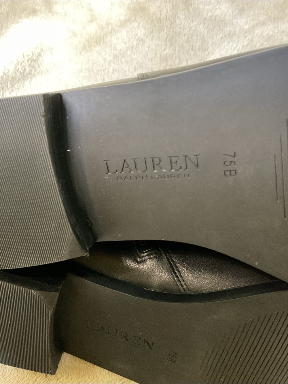 Lauren Ralph Lauren Black Leather Borgia Ankle Boots with Gold Buckle Size 7.5B - Picture 4 of 8